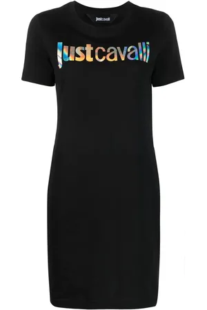 Roberto Cavalli Vestido estilo playera con logo estampado