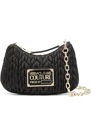 VERSACE Bolsa de mano matelassé con placa del logo