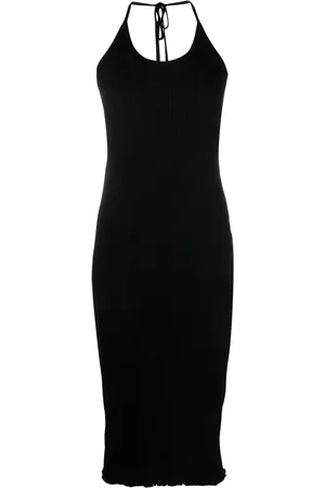 Filippa K Vestido midi de canalé con cuello halter
