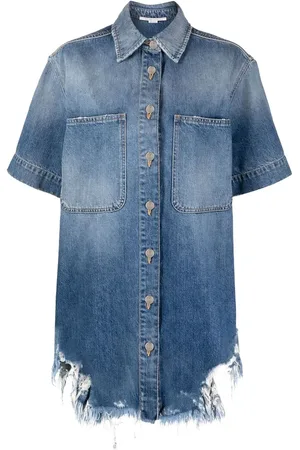 Stella McCartney Camisa de mezclilla manga corta con ribete