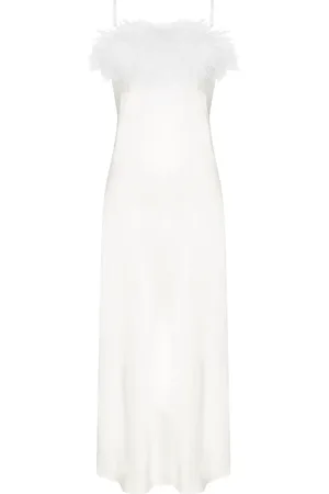 Sleeper Slip dress Boheme con ribete de plumas
