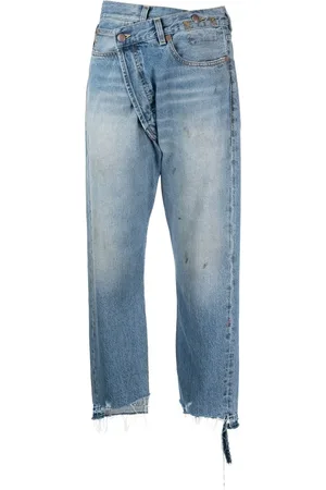 R13 Jeans con efecto envejecido y cierre descentrado