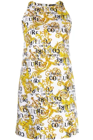 VERSACE Vestido corto con estampado Logo Couture
