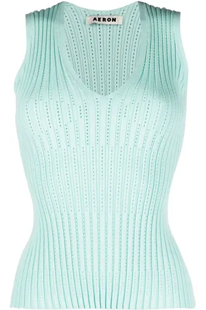 AERON Top tejido de canalé con cuello en V