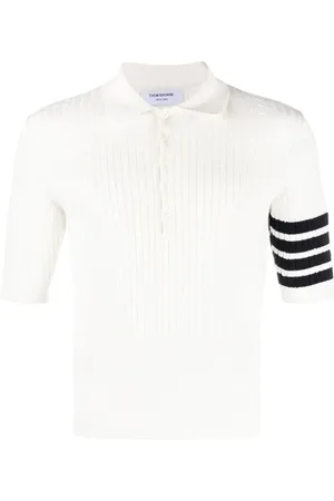 Thom Browne Playera tipo polo en tejido de ochos con motivo 4-Bar