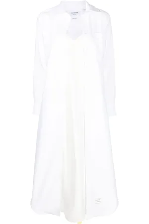 Thom Browne Vestido camisero con detalle de etiqueta