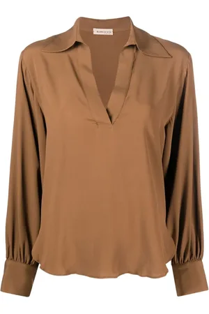 BLANCA Blusa drapeada con cuello en V