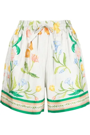 Casablanca Bermudas de seda con estampado floral