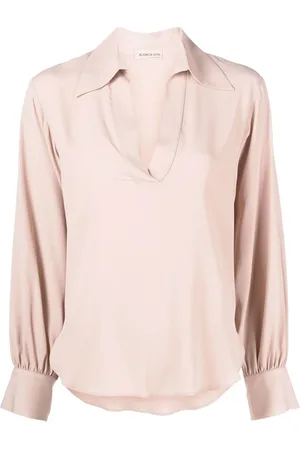 BLANCA Blusa drapeada con cuello en V