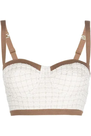 Elisabetta Franchi Bralette sin mangas con ribete de tweed