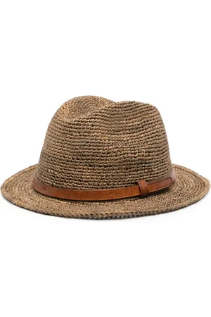IBELIV Sombrero fedora de rafia entretejido