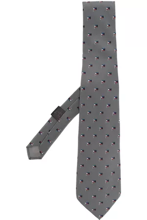 VERSACE Corbata de seda con bandera estampada 1970