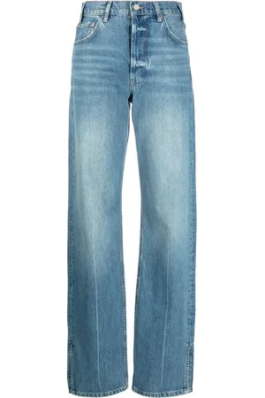 ANINE BING Jeans rectos con abertura en lps tobillos