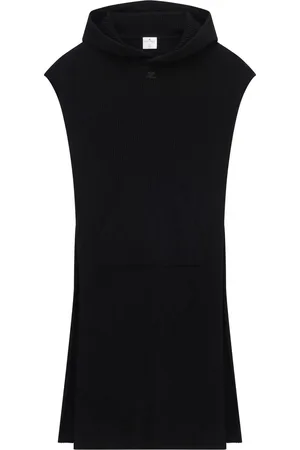 Courrèges Hoodie tejida de canalé sin mangas