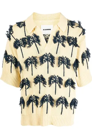 Jil Sander Playera tipo polo con palmeras estampadas