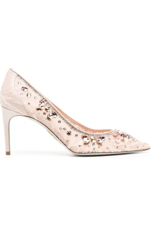 RENE CAOVILLA Zapatillas con encaje y detalles de cristal