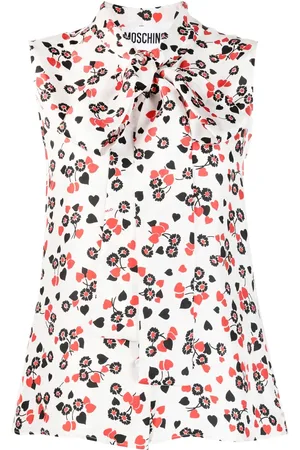 Moschino Top con moño en el cuello y estampado floral
