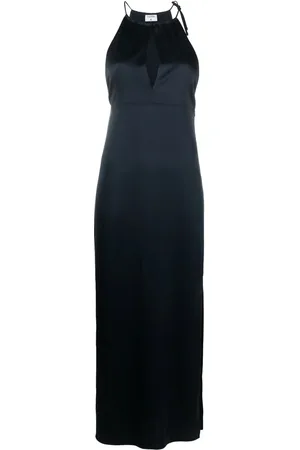 Filippa K Vestido de satén con cuello fruncido