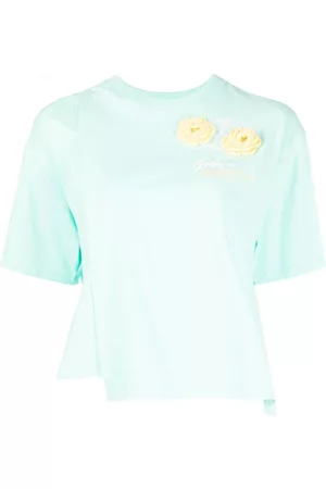 Musium Div. Playera con motivo floral de crochet
