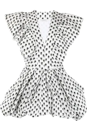 Serafini Vestido con estampado floral y volantes