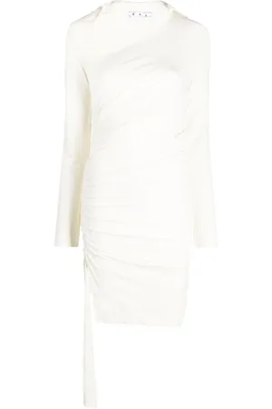 OFF-WHITE Vestido corto fruncido asimétrico