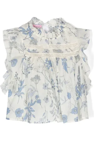 MISS BLUMARINE Blusa con volantes y estampado floral