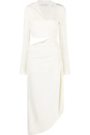 OFF-WHITE Vestido midi drapeado Vi-Crepe