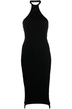 Courrèges Vestido tejido de canalé con cuello halter