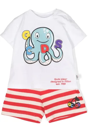 GCDS Set de shorts con logo estampado y motivo de rayas