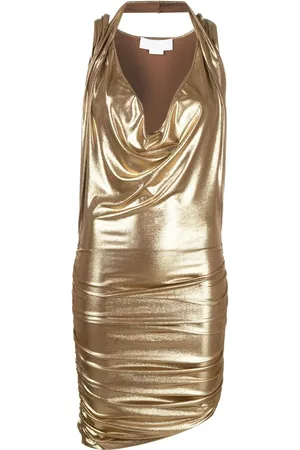 GENNY Vestido metalizado con cuello desbocado