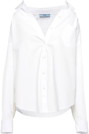 Prada Camisa de popelina con logo bordado