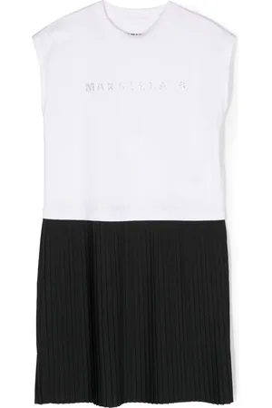 Maison Margiela Vestido plisado con diseño de dos tonos