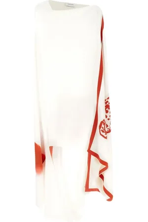 Salvatore Ferragamo Vestido midi drapeado con estampado