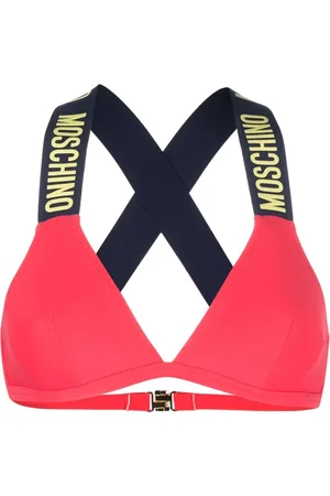 Moschino Top de bikini con logo en relieve