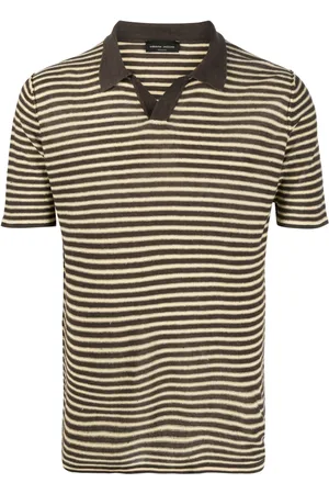 Roberto Collina Playera tipo polo con rayas estampadas