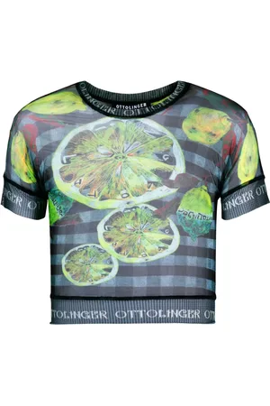 OTTOLINGER Playera corta de malla con limones estampados
