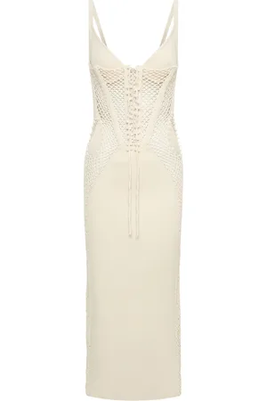 DION LEE Vestido de crochet Coral