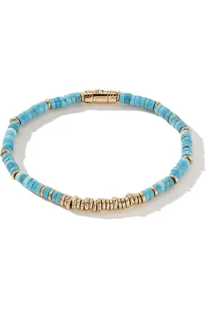 John Hardy Pulsera en oro amarillo de 14kt con turquesas