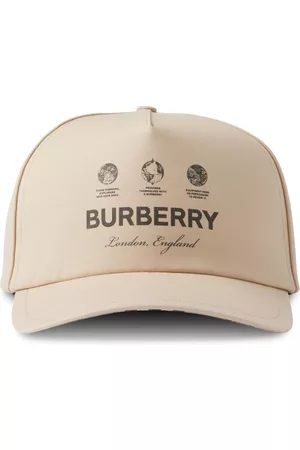 Burberry Label Print Cotton Gabardine Cap