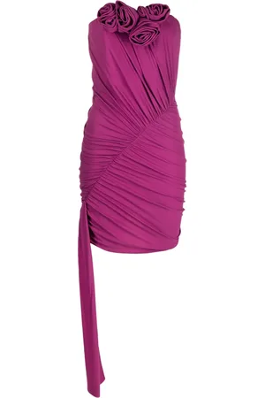 MAGDA BUTRYM Vestido corto strapless con aplique floral