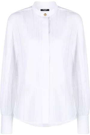 Balmain Camisa con cuello mao y motivo de rayas