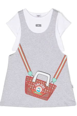 GCDS Vestido manga corta con logo estampado