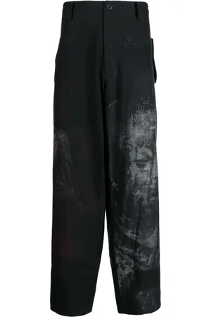 YOHJI YAMAMOTO Pantalones anchos con estampado gráfico