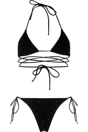 Alessandra Rich Bikini tipo bandeau con detalles de cristal