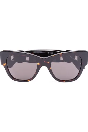VERSACE Lentes de sol con armazón redonda y placa del logo
