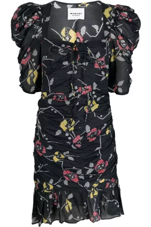 Marant Etoile Vestido fruncido con estampado floral