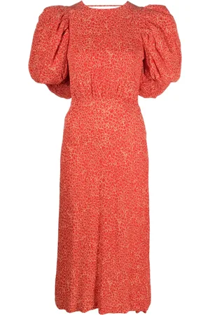 ROTATE Vestido midi con motivo floral en jacquard