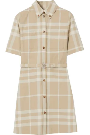 Burberry Vestido camisero con estampado de cuadros