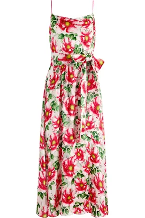 ALICE+OLIVIA Vestido midi de seda con estampado floral