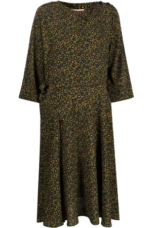 Kenzo Vestido midi con estampado de leopardo